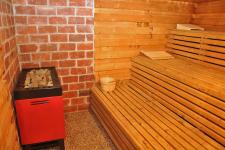 Blick in die hauseigene Sauna
